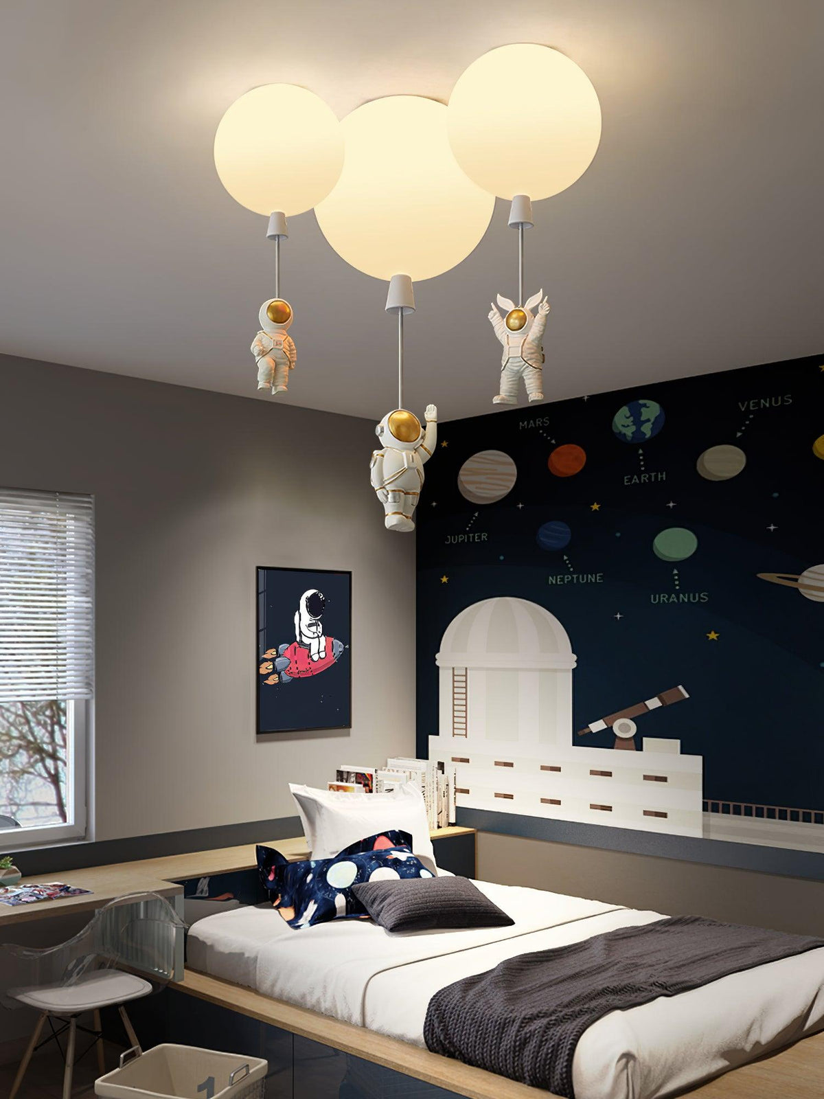 Nirerira plafondlamp acryl ballon astronaut speels kinderkamer