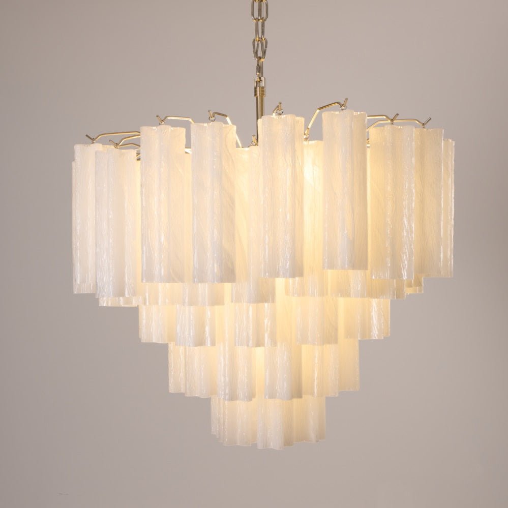 Velinaine kroonluchter met mat Murano-glas in gelaagd cascade-effect