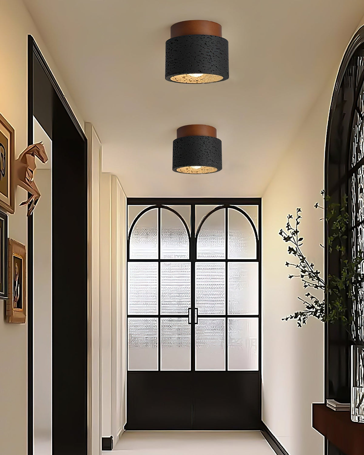 Rilon Ritta plafondlamp zwart & gele travertin