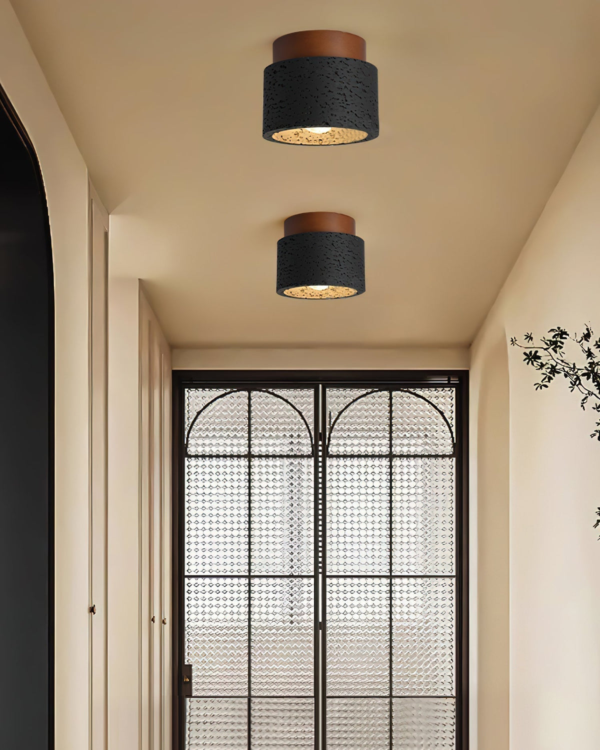 Rilon Ritta plafondlamp zwart & gele travertin