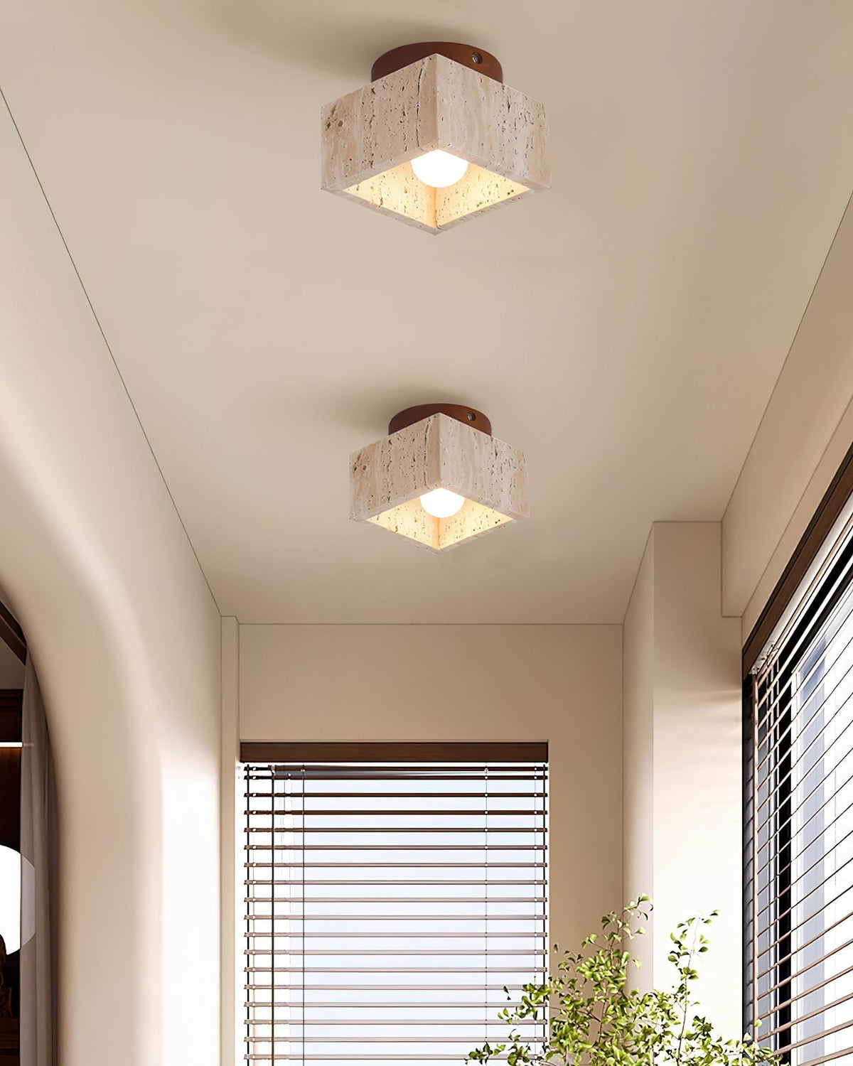 Rilon Ritta plafondlamp zwart & gele travertin