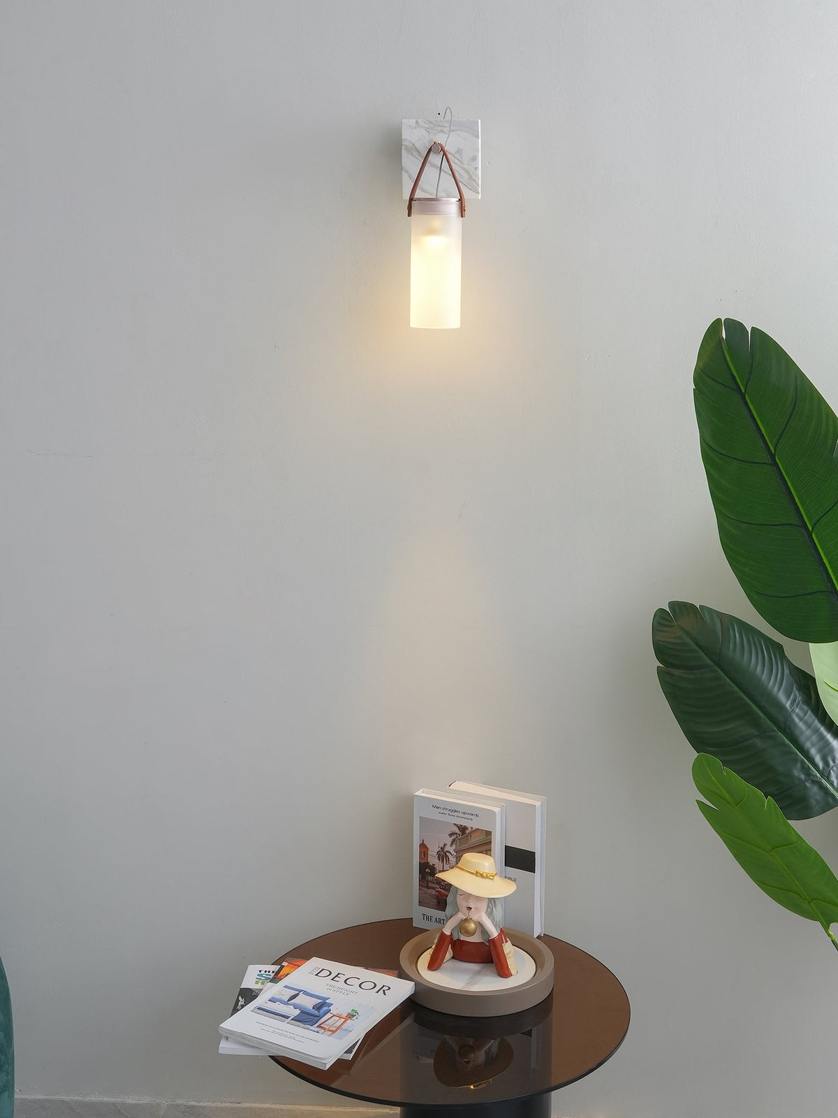 Galerie wandlamp Fontana glas leer marmer