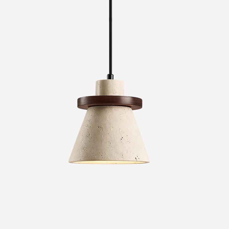 Virela hanglamp met travertin en walnoothout minimalistisch
