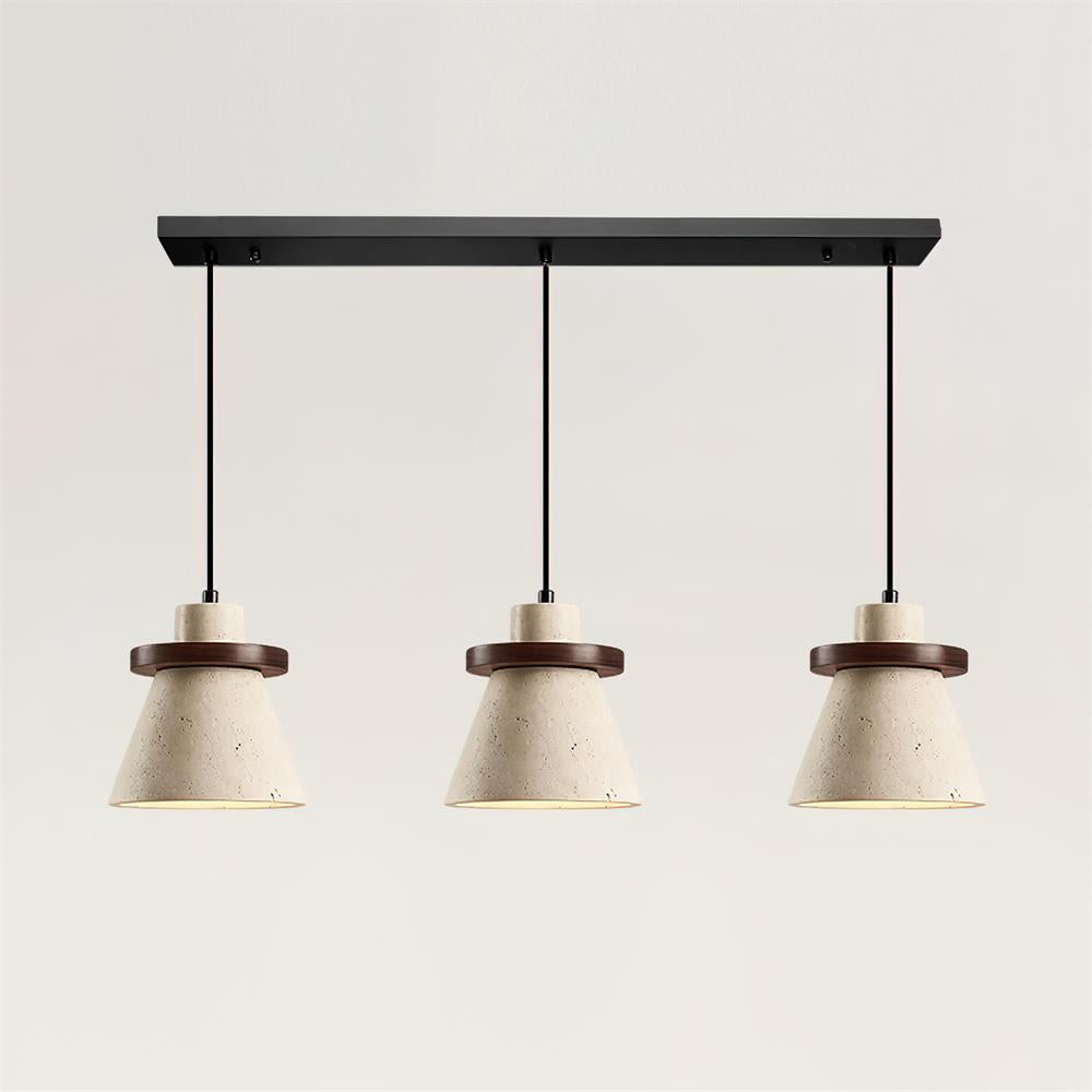 Virela hanglamp met travertin en walnoothout minimalistisch