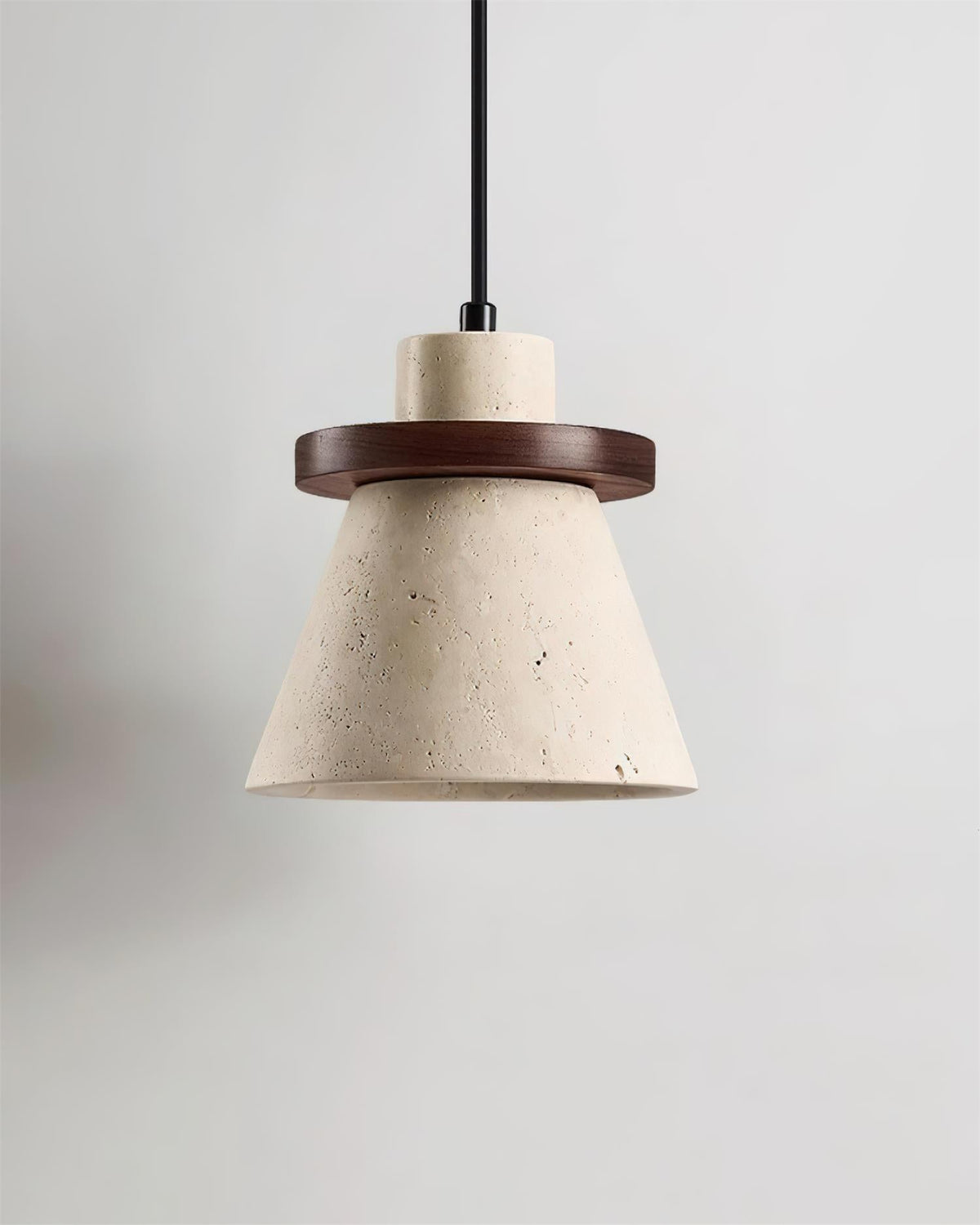 Virela hanglamp met travertin en walnoothout minimalistisch