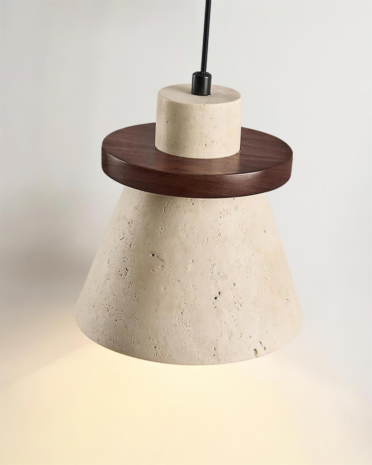 Virela hanglamp met travertin en walnoothout minimalistisch
