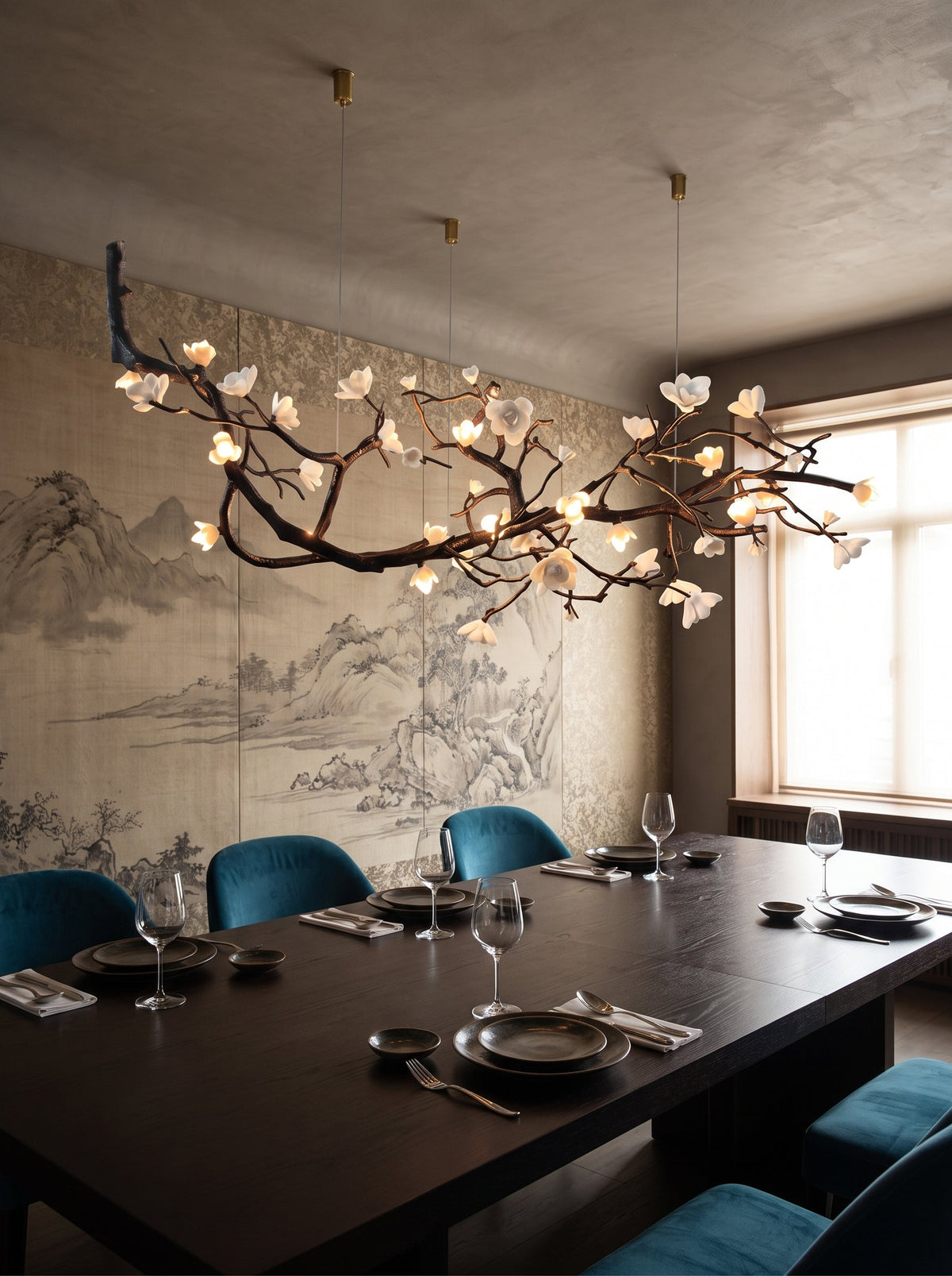 Keldenford tak porseleinen bloemenkroonluchter