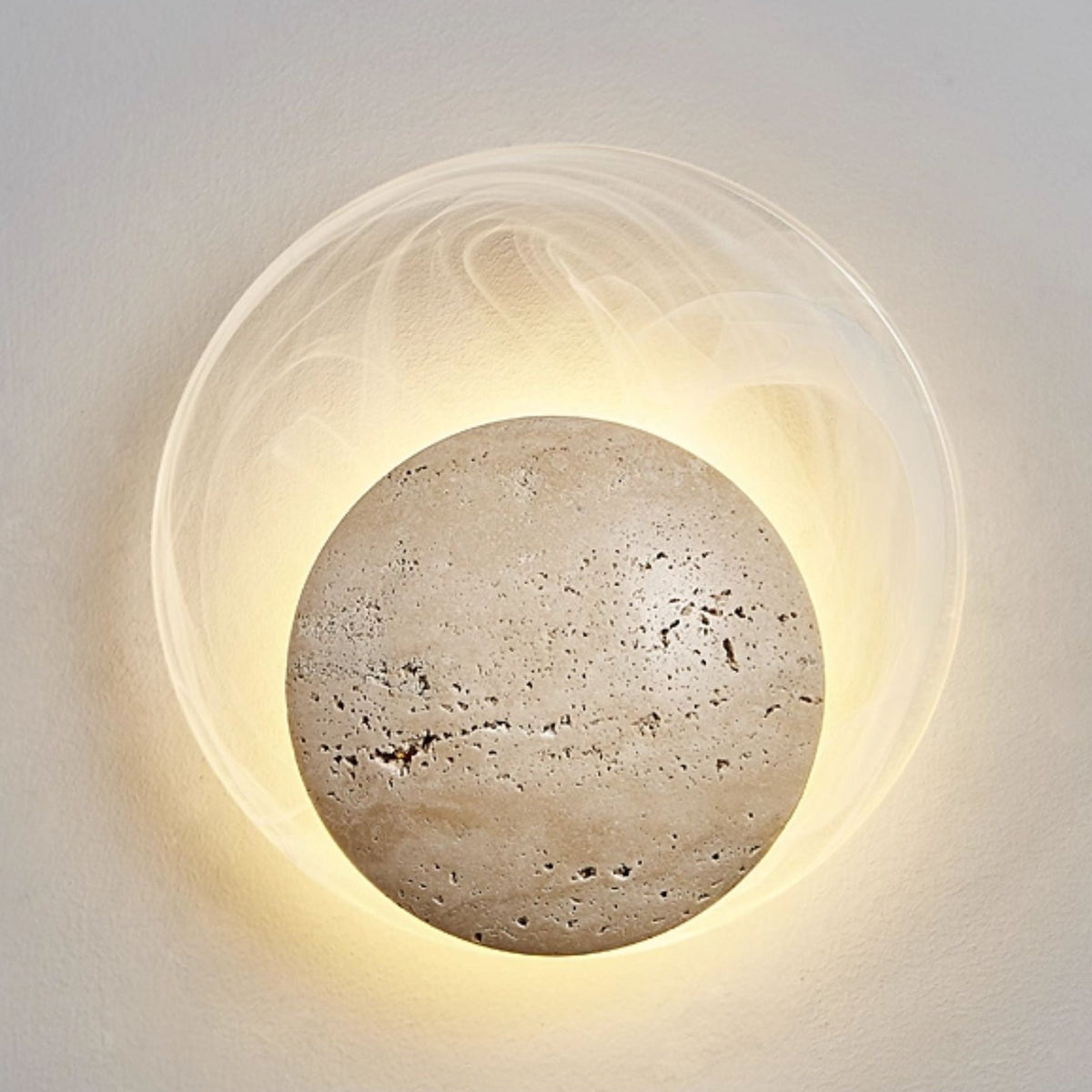Serinette Orin Geel travertin wandlamp