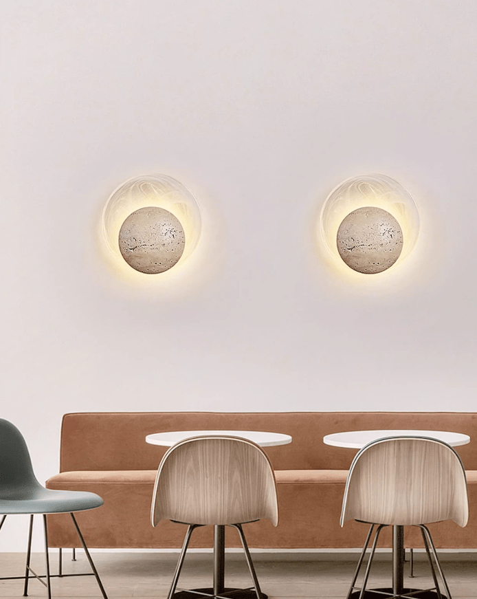 Serinette Orin Geel travertin wandlamp