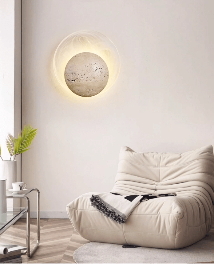 Serinette Orin Geel travertin wandlamp