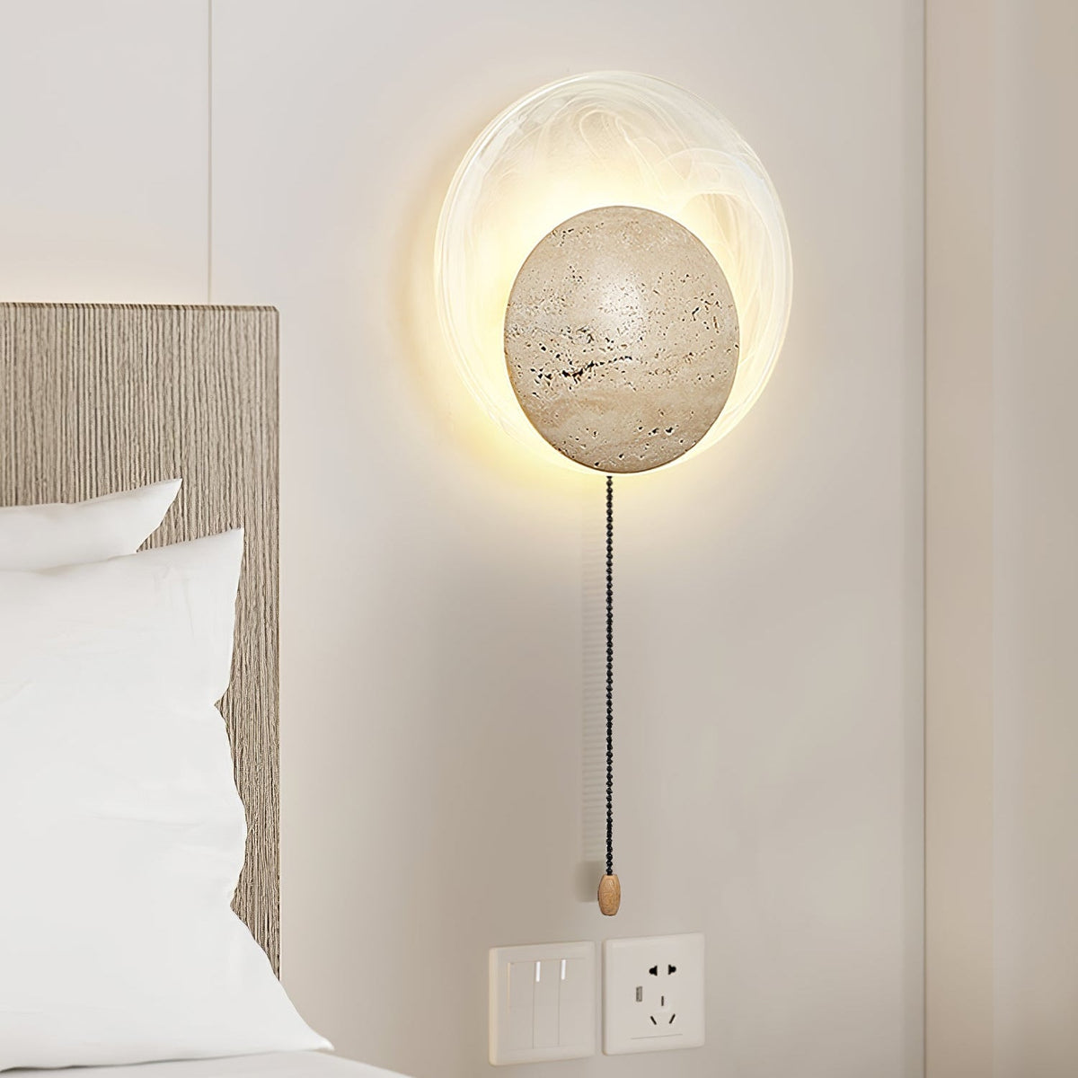 Serinette Orin Geel travertin wandlamp