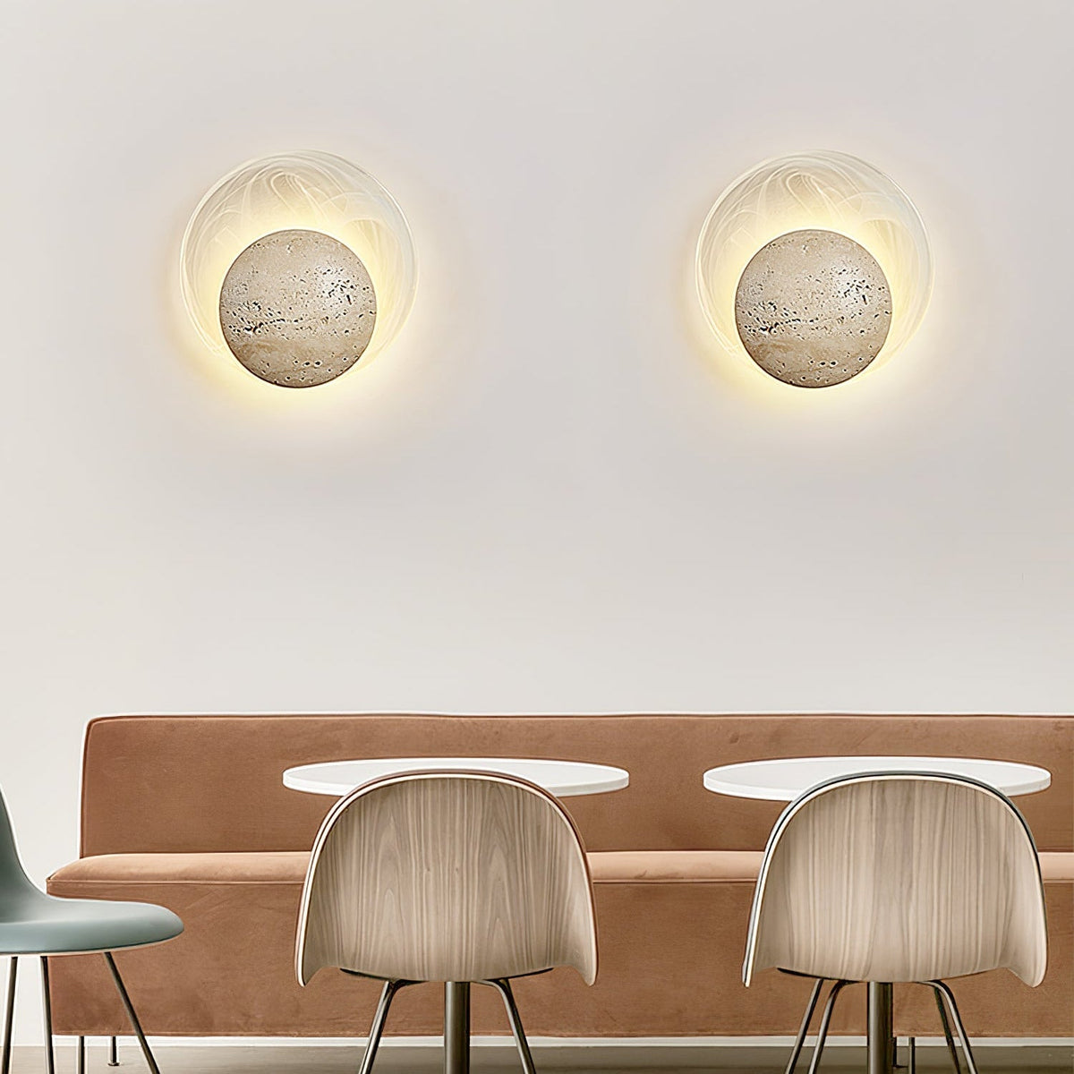 Serinette Orin Geel travertin wandlamp