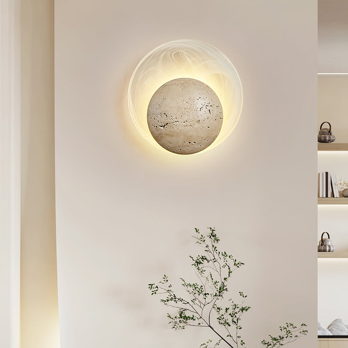 Serinette Orin Geel travertin wandlamp