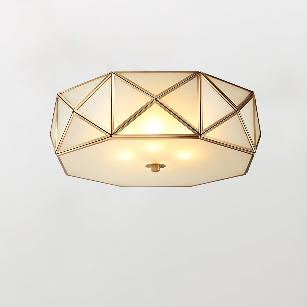 Celivise Geometrische messing glas vlakke plafondlamp