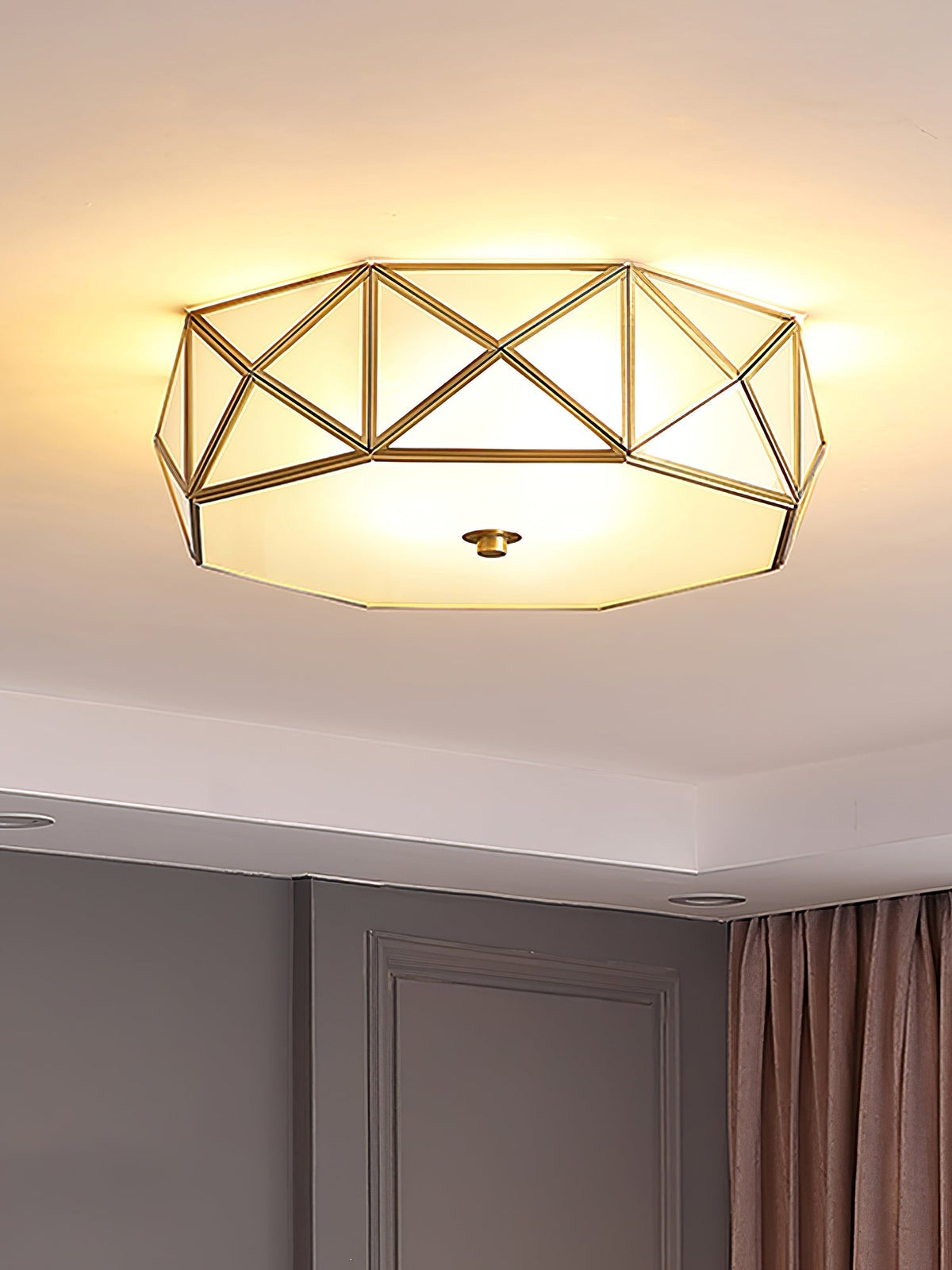 Celivise Geometrische messing glas vlakke plafondlamp