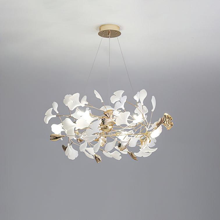 Quiven Kroonluchter Gingko Blad Keramiek Goud Elegant