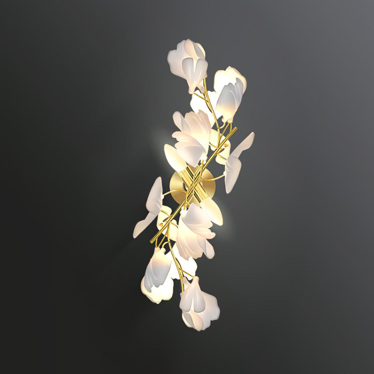 Gavriel wandlamp met ginkgobladeren in keramiek