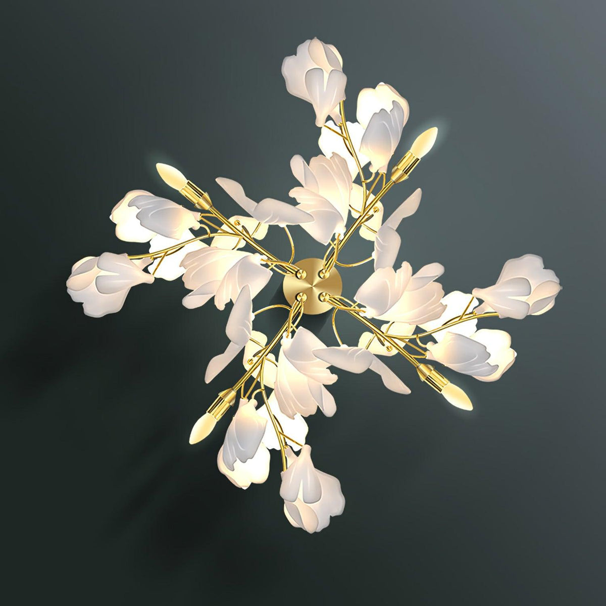 Gavriel wandlamp met ginkgobladeren in keramiek
