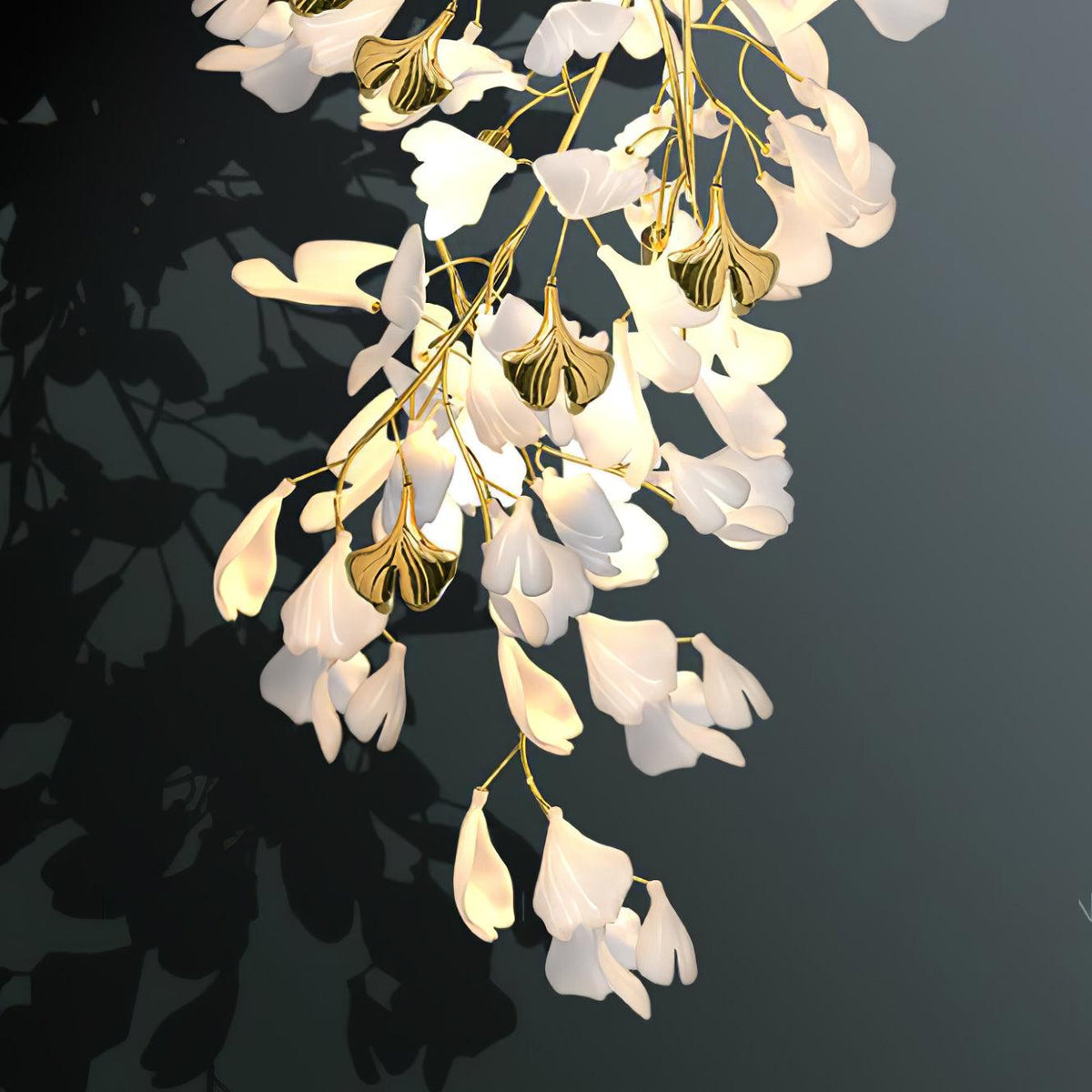 Gavriel wandlamp met ginkgobladeren in keramiek