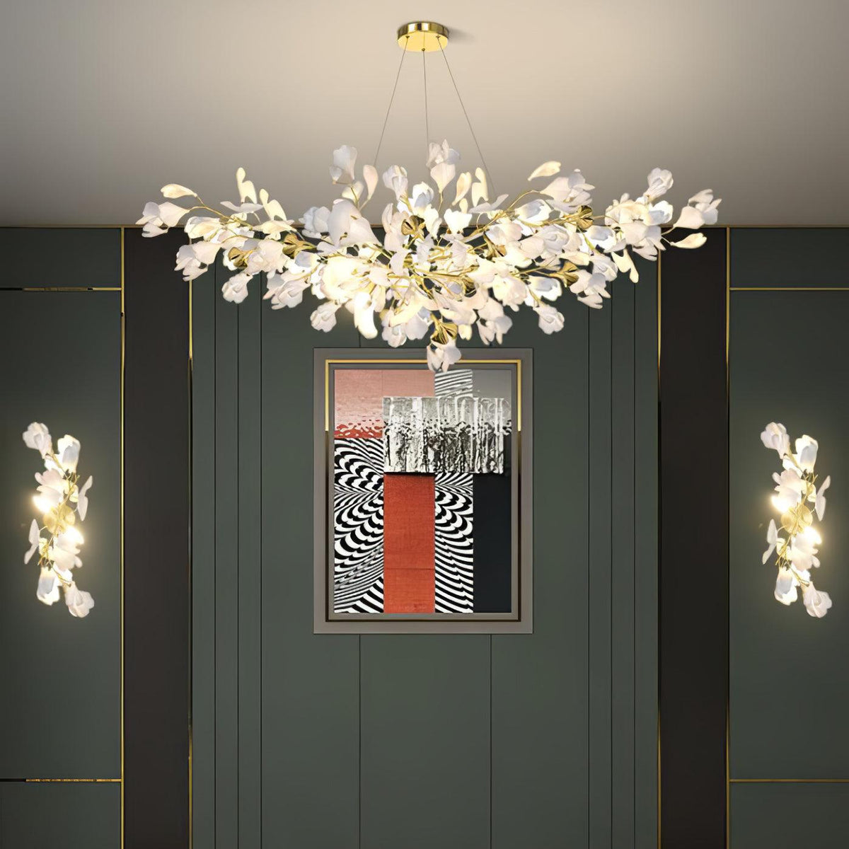 Solivaya wandlamp Gingko Flowers messing