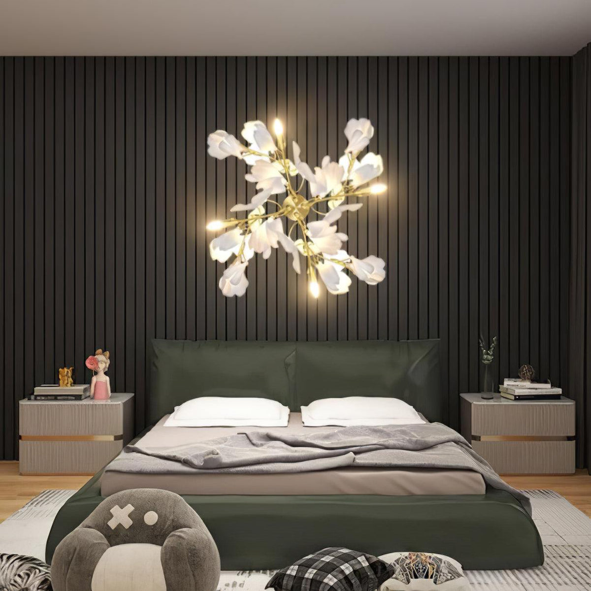 Gavriel wandlamp met ginkgobladeren in keramiek