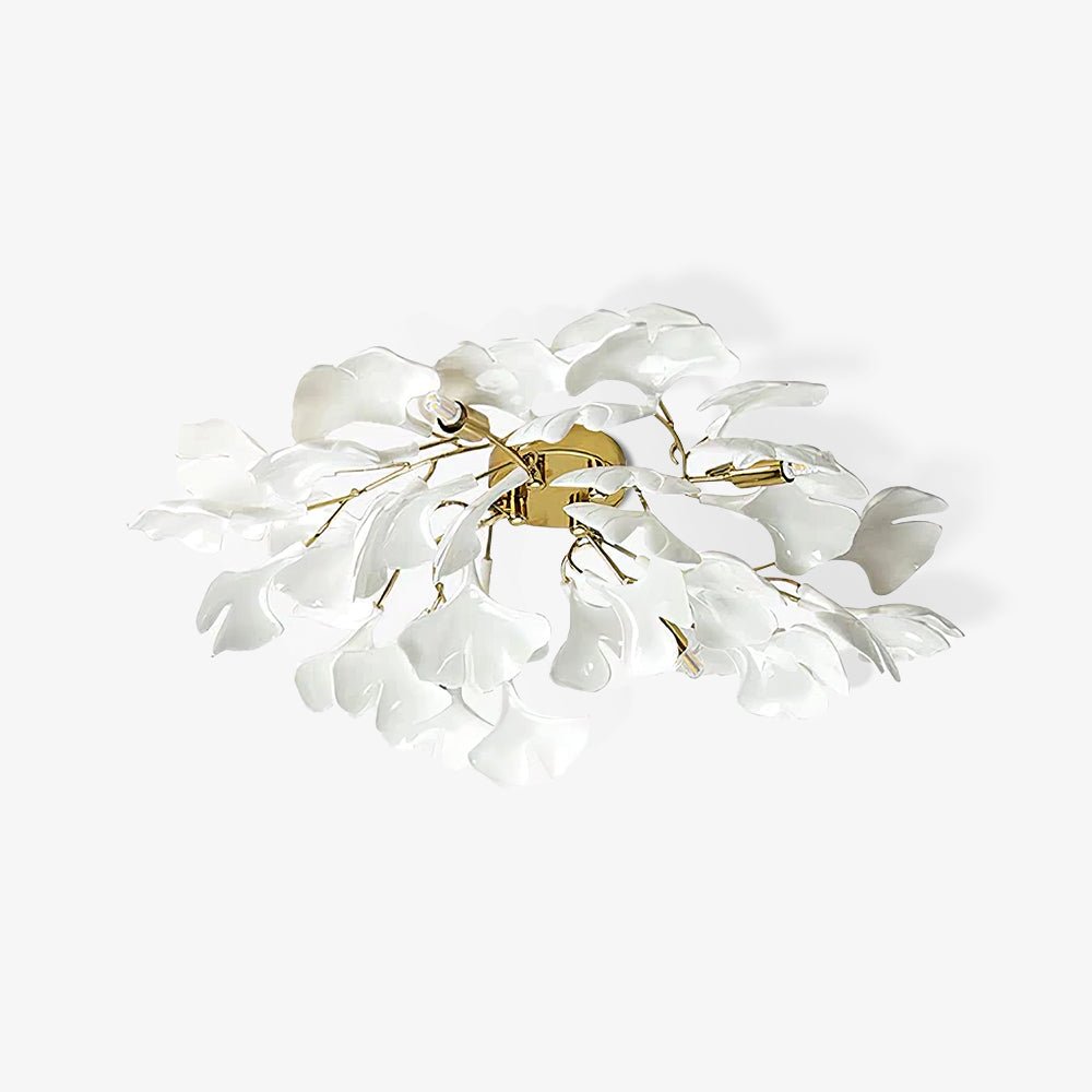 Orienaya plafondlamp Gingko-bladeren met messing tak