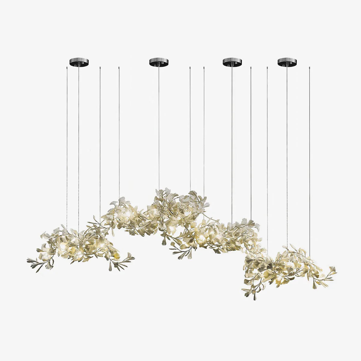 Ririxel hanglamp Gingko keramische bloemblaadjes goud