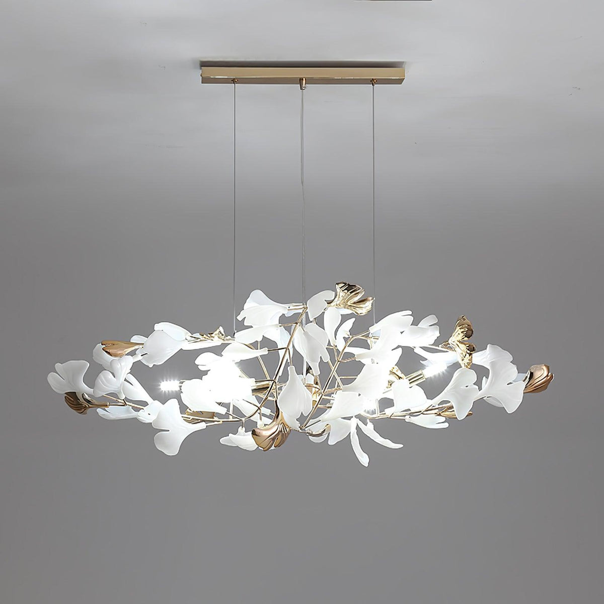 Quiven Kroonluchter Gingko Blad Keramiek Goud Elegant