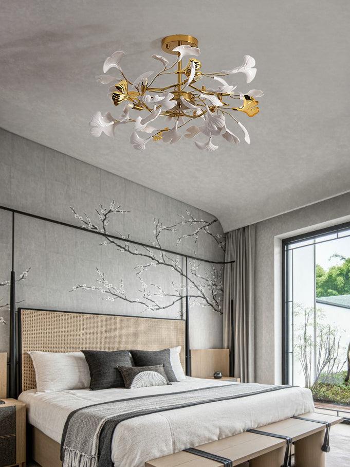 Auriora hanglamp Gingko Keramische Bladeren Goud