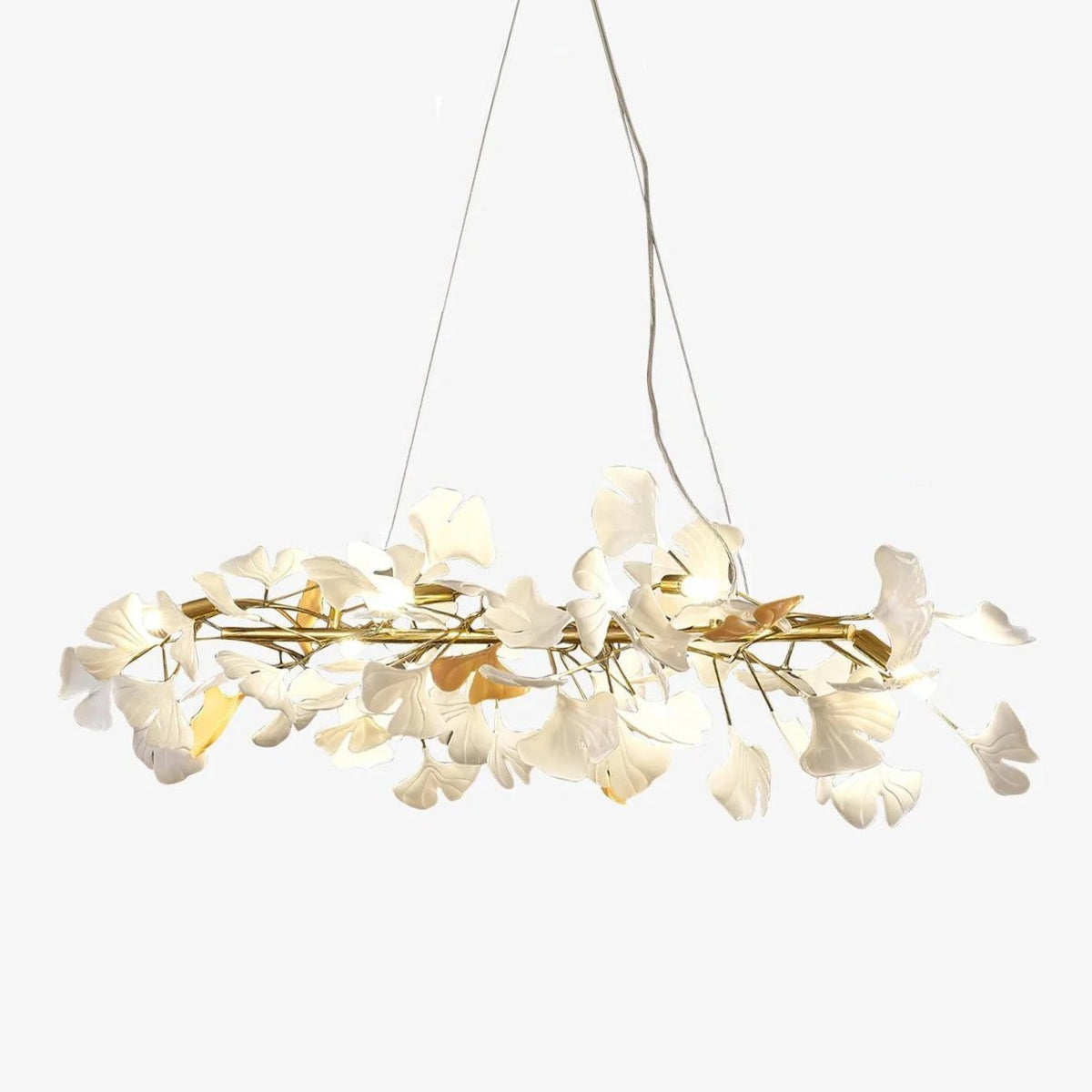 Rirove hanglamp Gingko Keramische Bloemblaadjes Goud