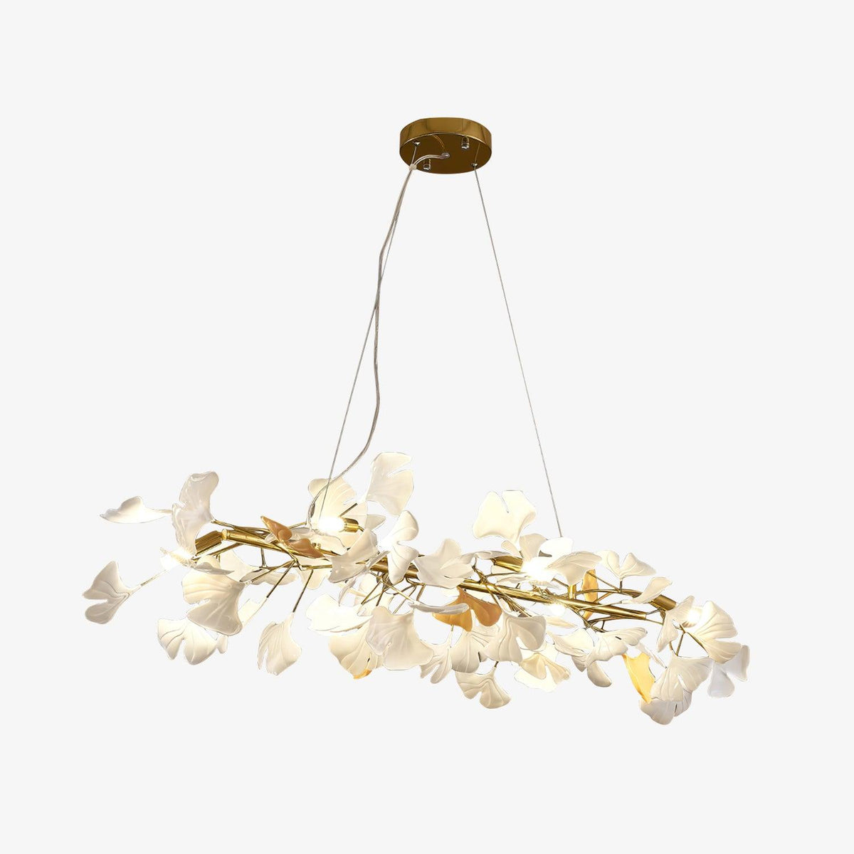 Rirove hanglamp Gingko Keramische Bloemblaadjes Goud