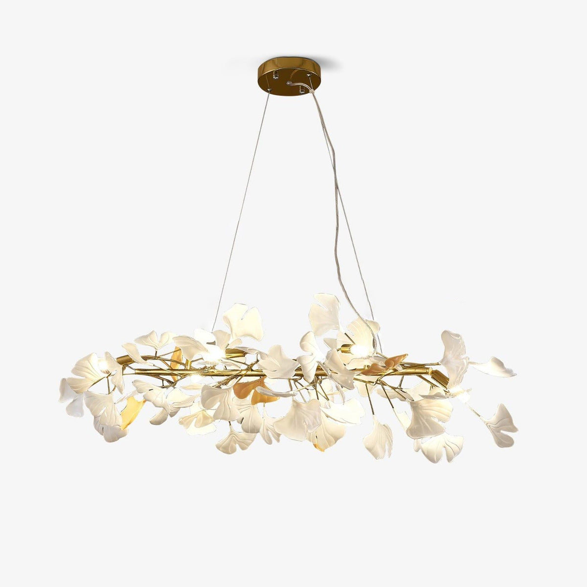 Rirove hanglamp Gingko Keramische Bloemblaadjes Goud