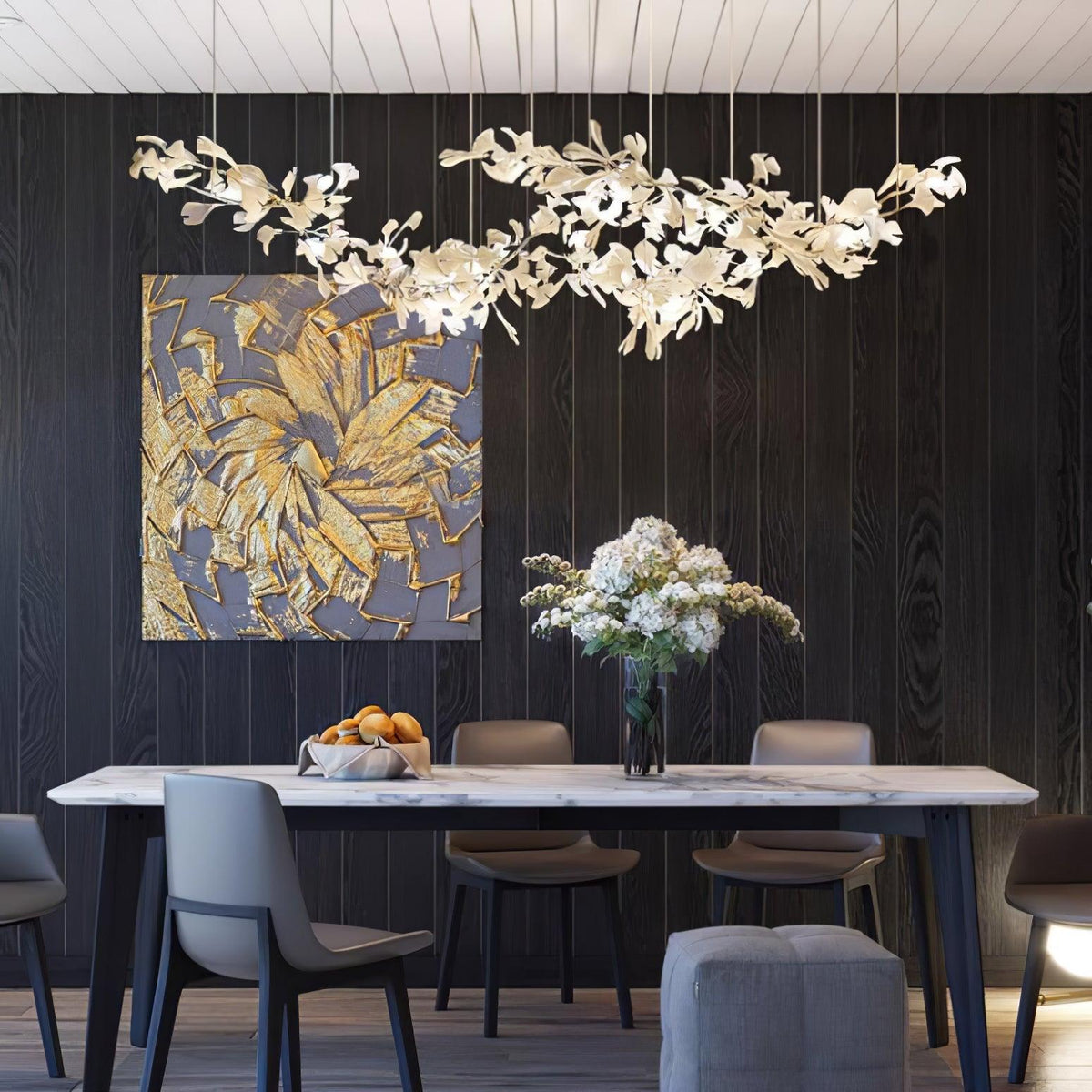 Double-Layer Ginkgo keramische Kroonluchter
