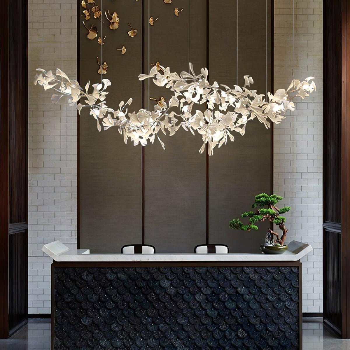 Double-Layer Ginkgo keramische Kroonluchter