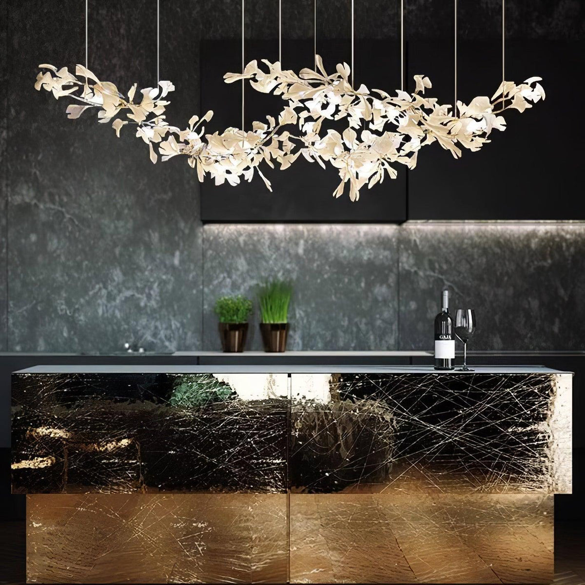 Double-Layer Ginkgo keramische Kroonluchter