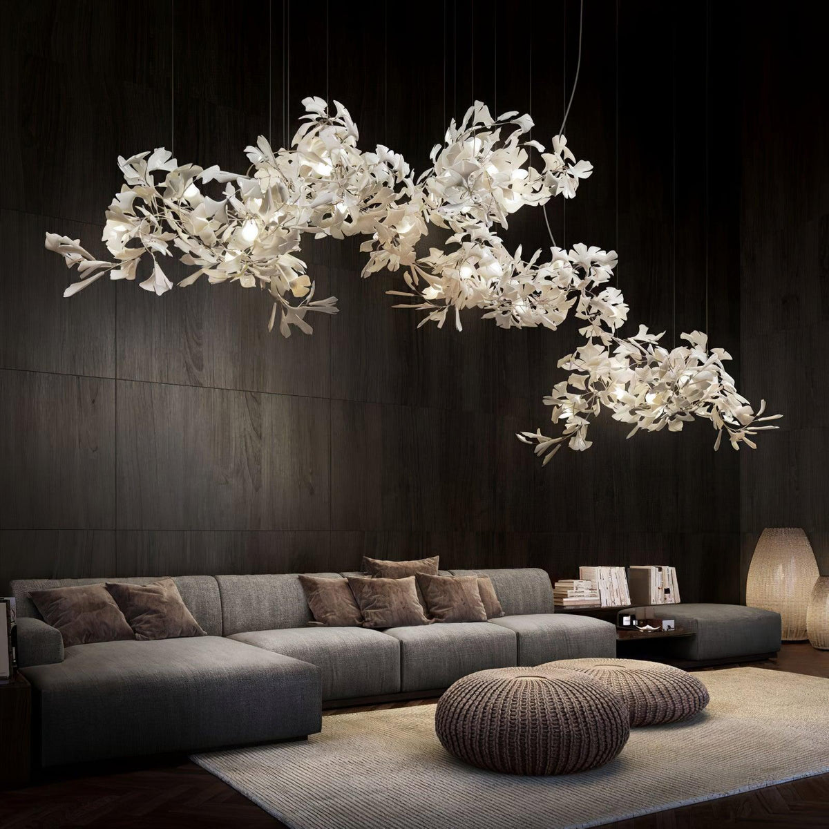 Ririxel hanglamp Gingko keramische bloemblaadjes goud