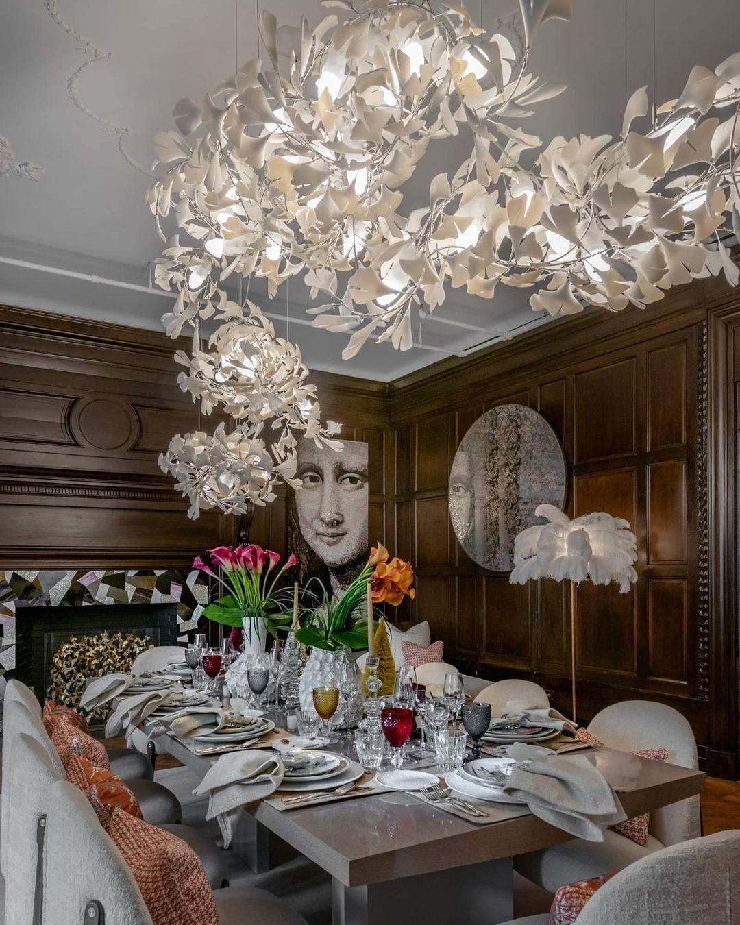 Ririxel hanglamp Gingko keramische bloemblaadjes goud