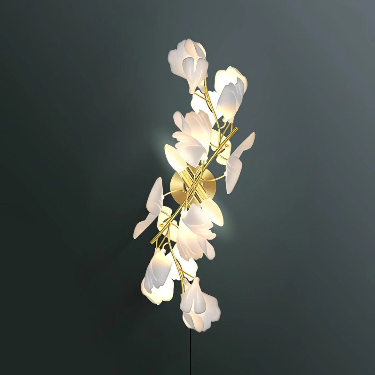 Solivaya wandlamp Gingko Flowers messing