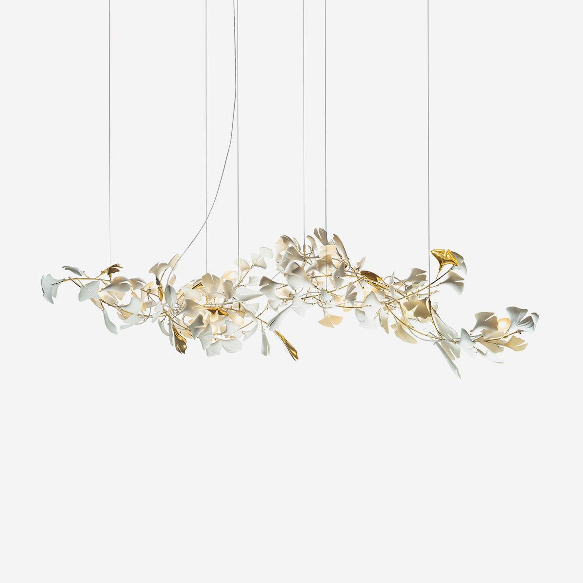 Calix Kroonluchter Frame Keramisch Gingko Bladkap Wit Goud Modern