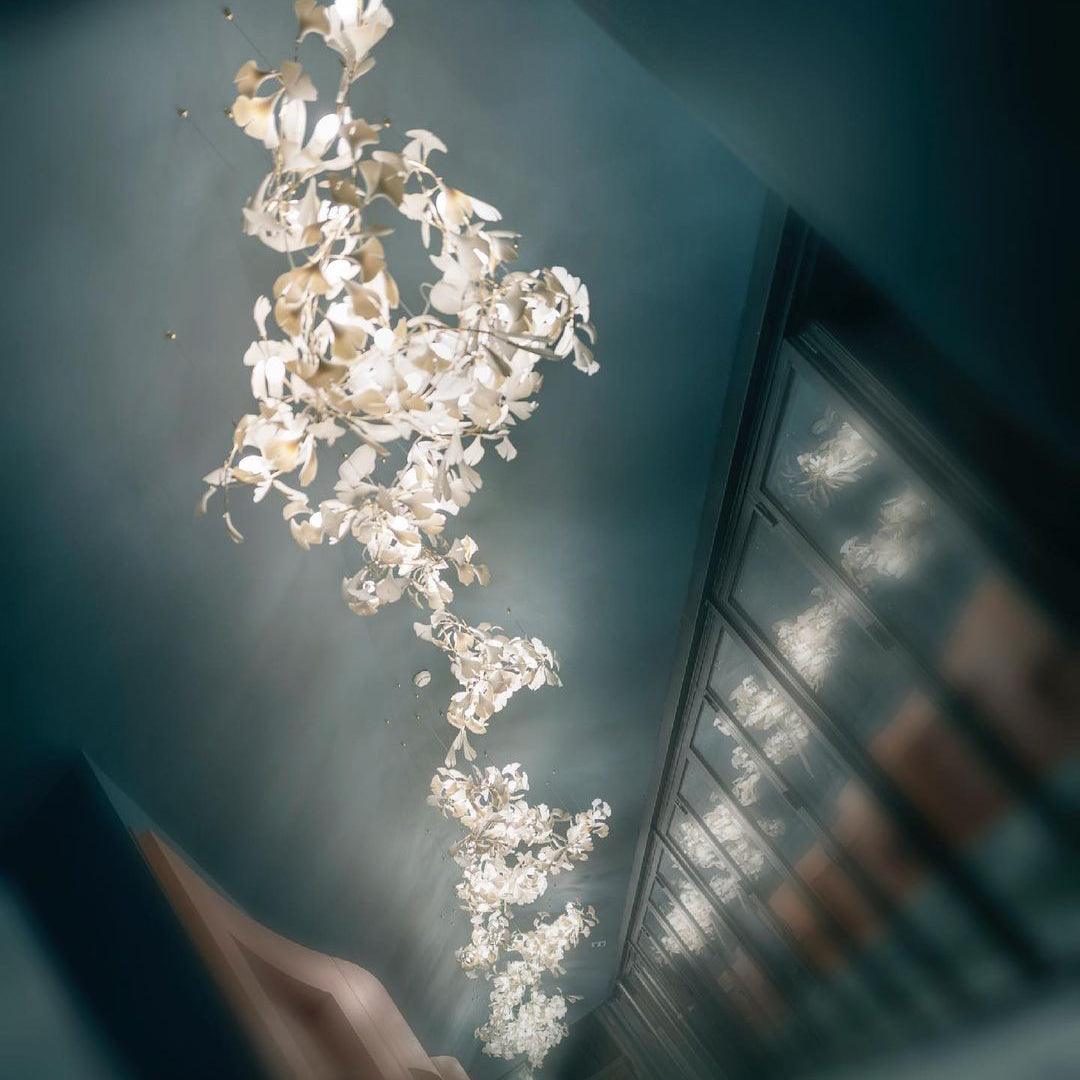 Calix Kroonluchter Frame Keramisch Gingko Bladkap Wit Goud Modern
