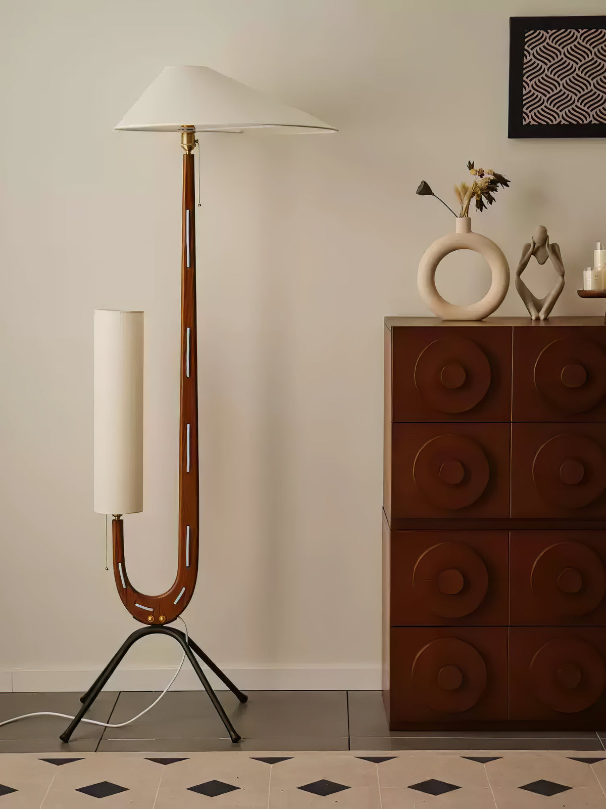Novael vloerlamp van stof in Scandinavische stijl