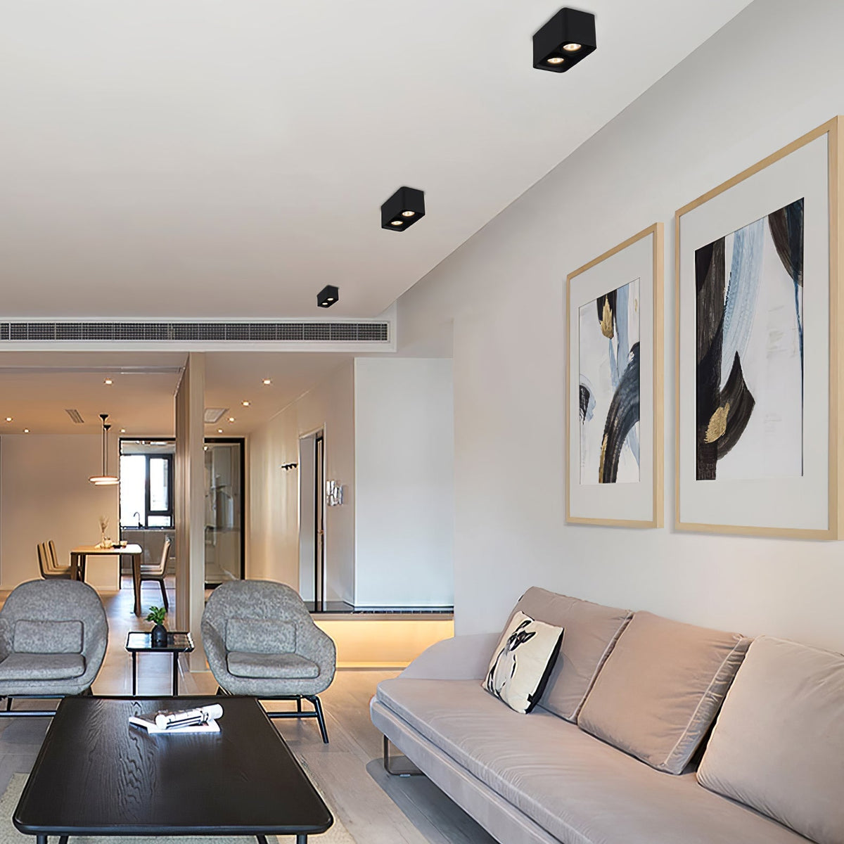 Devely Spotlight Vlakke Plafondmontage Dubbele LED Hoekige Minimalistische