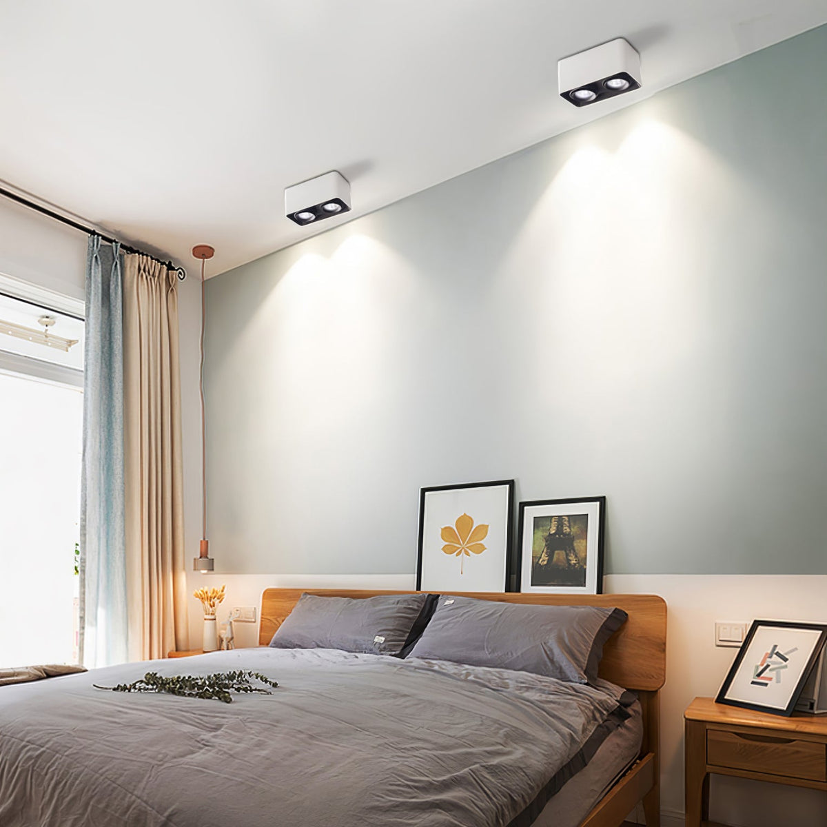 Devely Spotlight Vlakke Plafondmontage Dubbele LED Hoekige Minimalistische