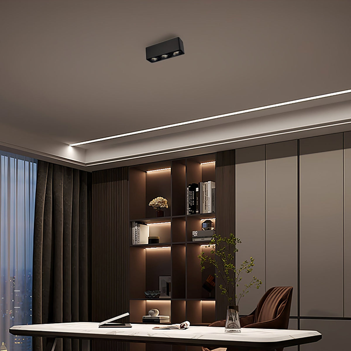 Devely Spotlight Vlakke Plafondmontage Dubbele LED Hoekige Minimalistische