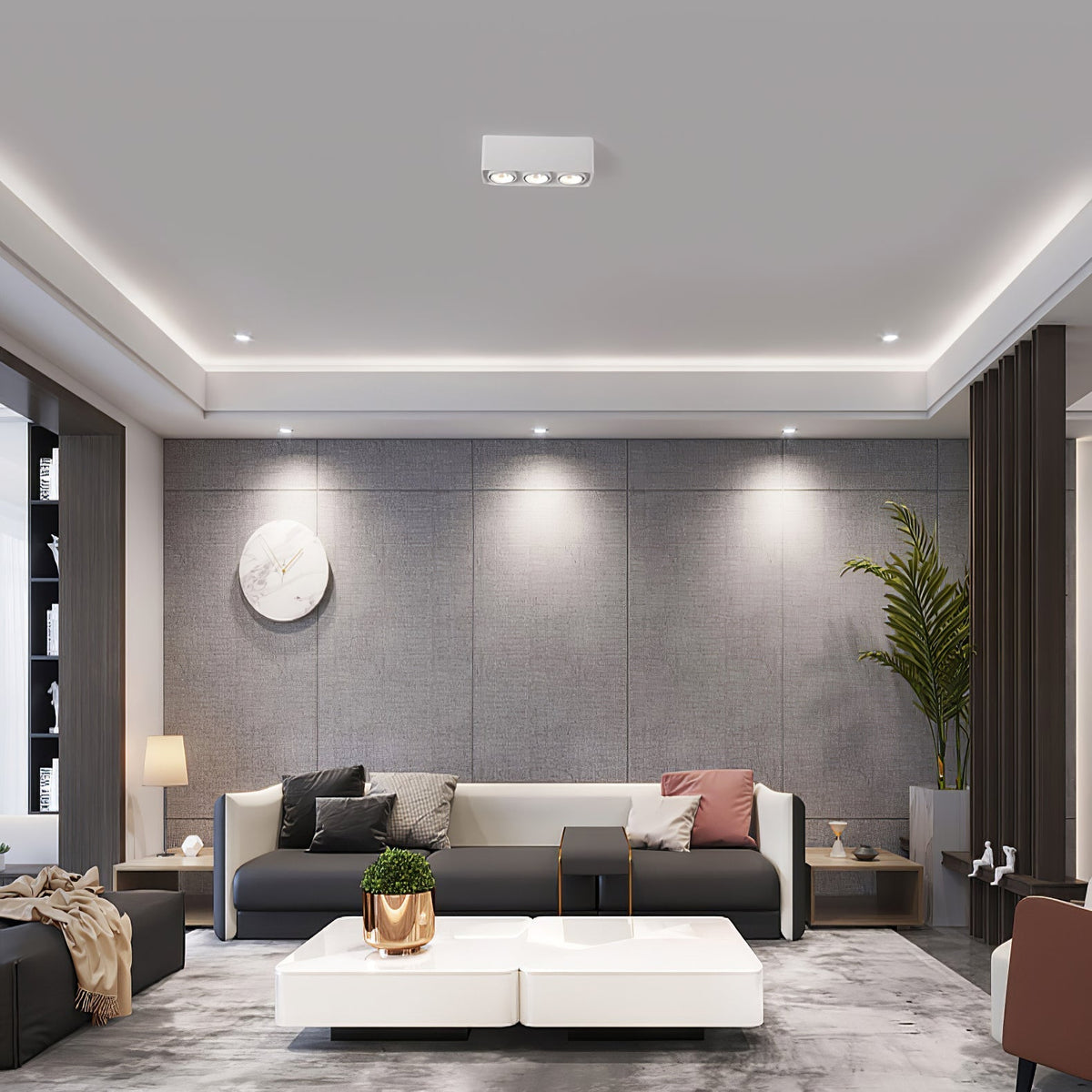 Devely Spotlight Vlakke Plafondmontage Dubbele LED Hoekige Minimalistische