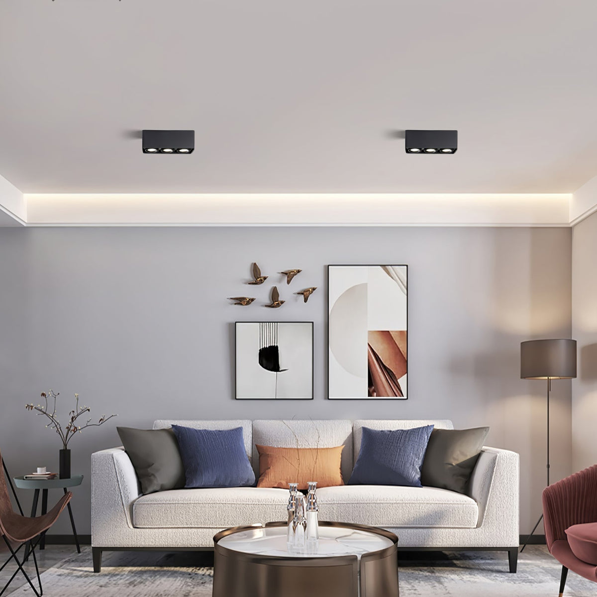 Devely Spotlight Vlakke Plafondmontage Dubbele LED Hoekige Minimalistische