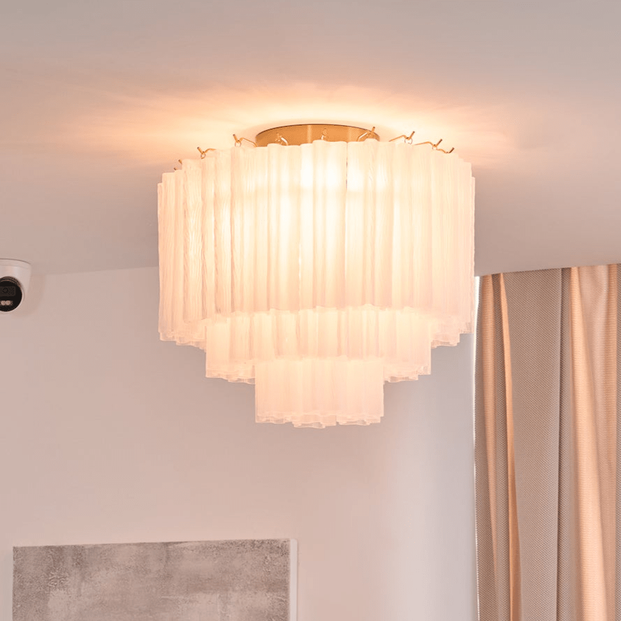 Velelena plafondlamp wit Murano-glas gelaagd elegant modern
