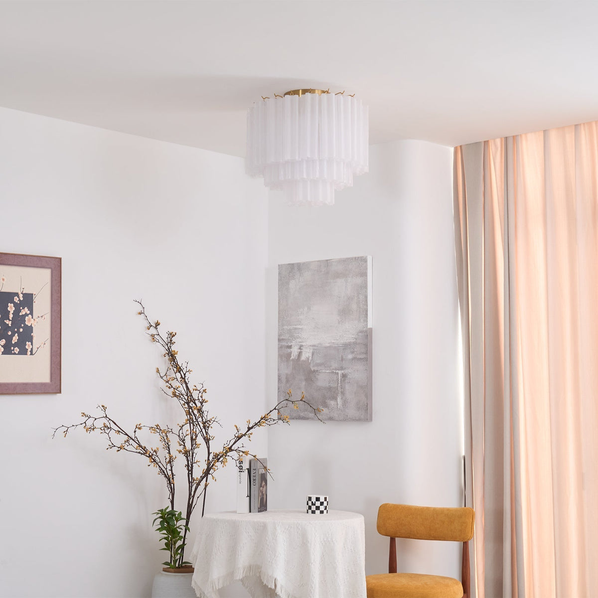 Velelena plafondlamp wit Murano-glas gelaagd elegant modern