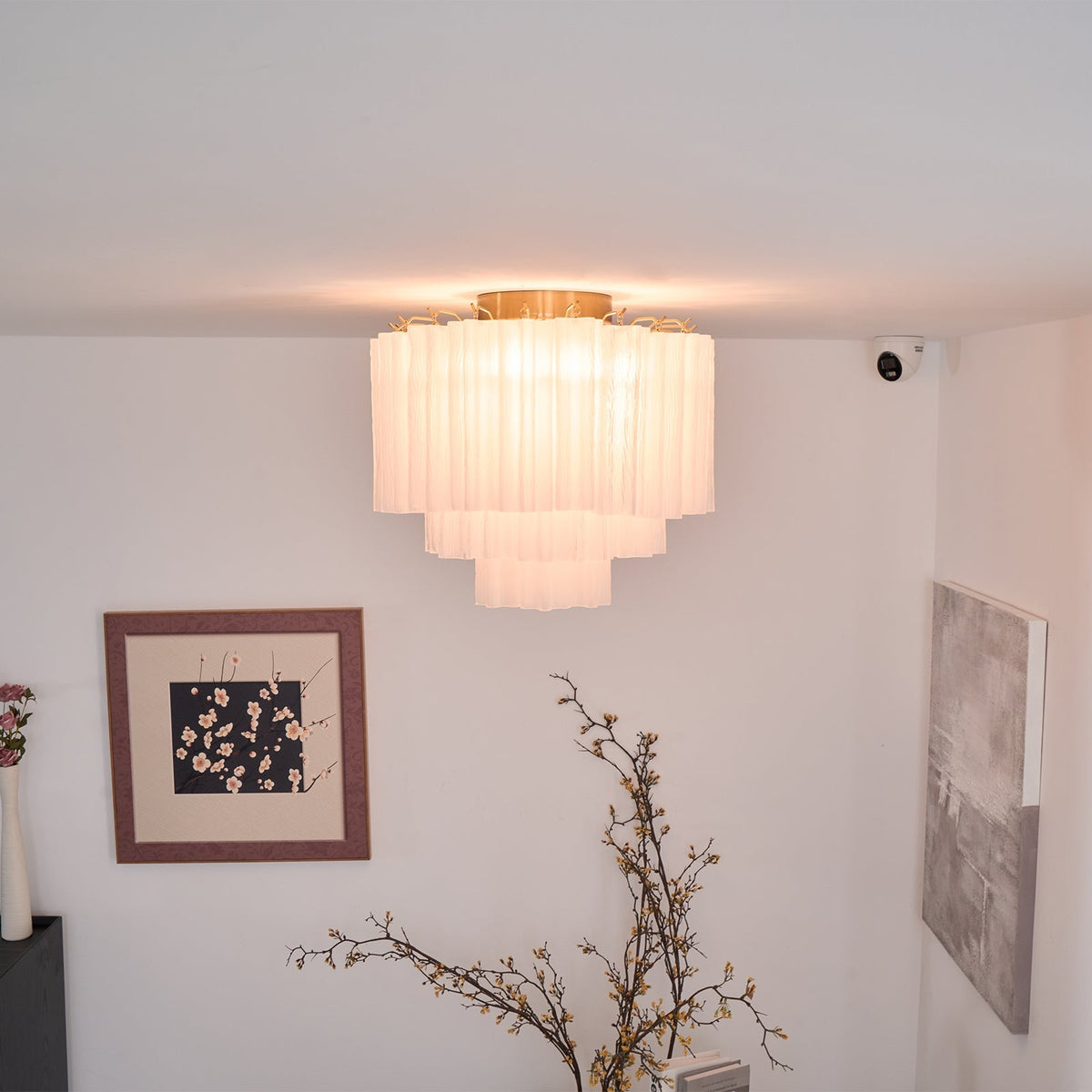 Velelena plafondlamp wit Murano-glas gelaagd elegant modern