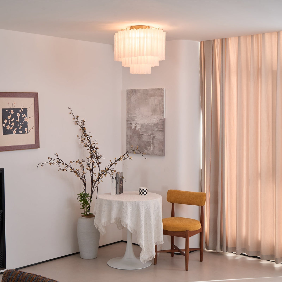 Velelena plafondlamp wit Murano-glas gelaagd elegant modern